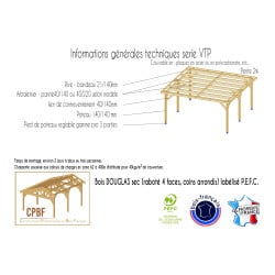Carport en bois douglas de 54m² fabriqué en France - CPBF