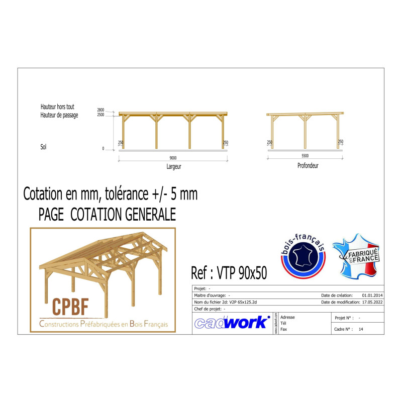 Ossature toit plat en bois douglas de 45m2 - CPBF