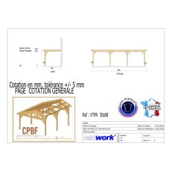 Carport en bois  douglas adossée de 24m² - CPBF