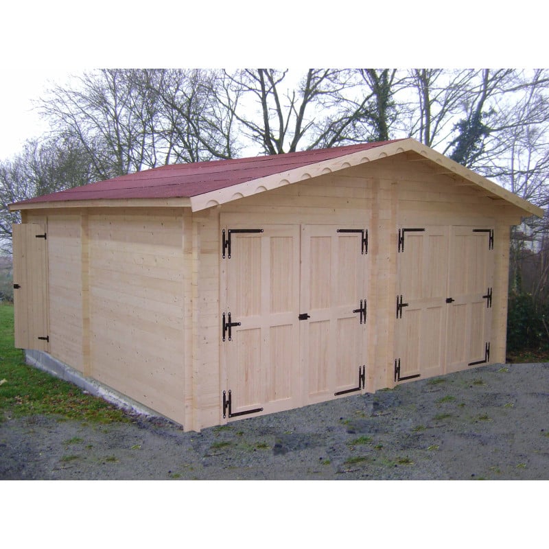 Double garage en bois 'une suoerficie de plus de 36m2