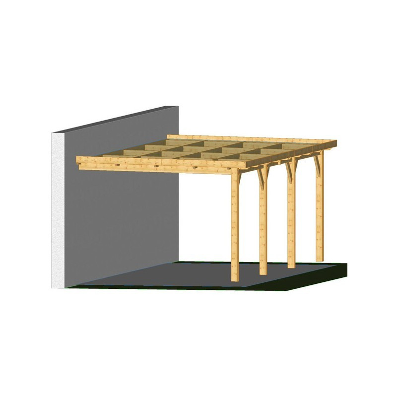 Carport en bois  douglas adossée de 24m² - CPBF