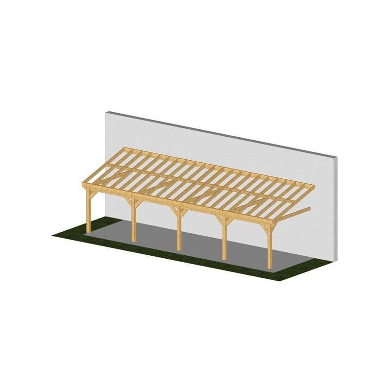 carport bois douglas toit plat adossé VENISE  3.5x12.5m