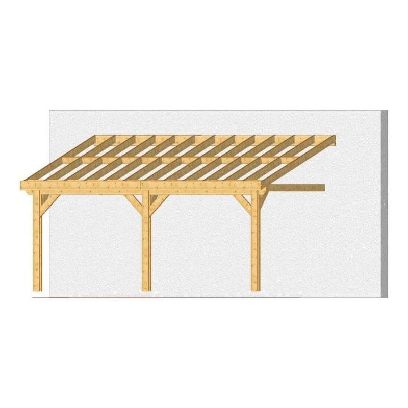 Carport en bois douglas d'une superficie de 30m2 de fabrication française