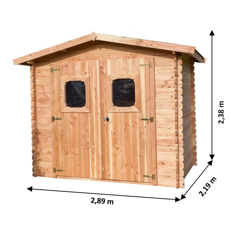 Abri de jardin en bois Douglas 28 mm – 10,89 m² : 3,25 x 3,35 m - Habrita