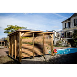 Pool House BLUETERM Structure en bois 2 parois avec ventelles mobiles / 2 parois avec comptoir