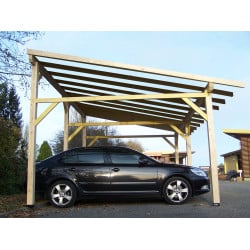 Carport 2 voitures monopente avec préparation pour couverture légère 3,90 x 5,86 m