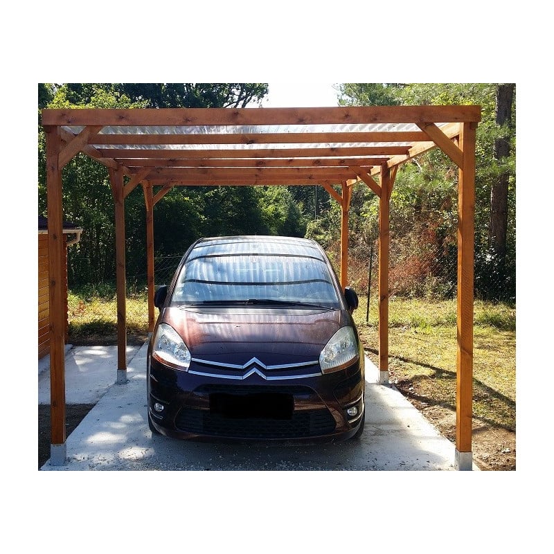 Carport 3,0 x 5,0 m en bois autoclave parfait pour abritrer une voiture
